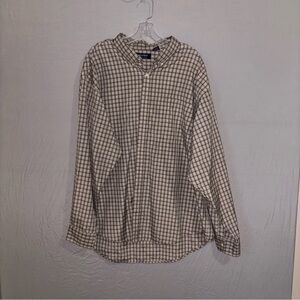 Puritan Tan Casual Button Down Shirt Gingham Pattern